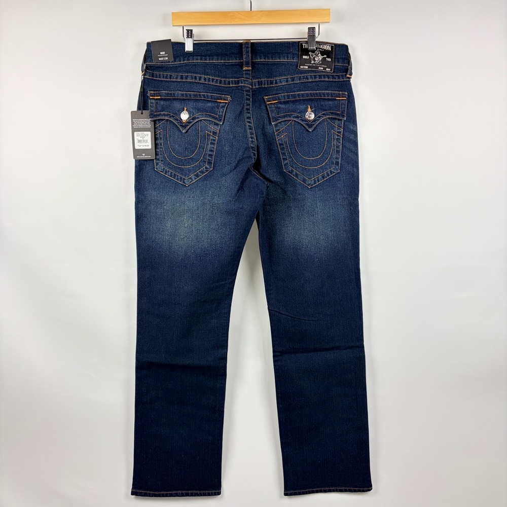 True Religion Ricky Flap Jeans Mens 34x32 Relaxed Straight Dark Wash - Picture 4 of 14